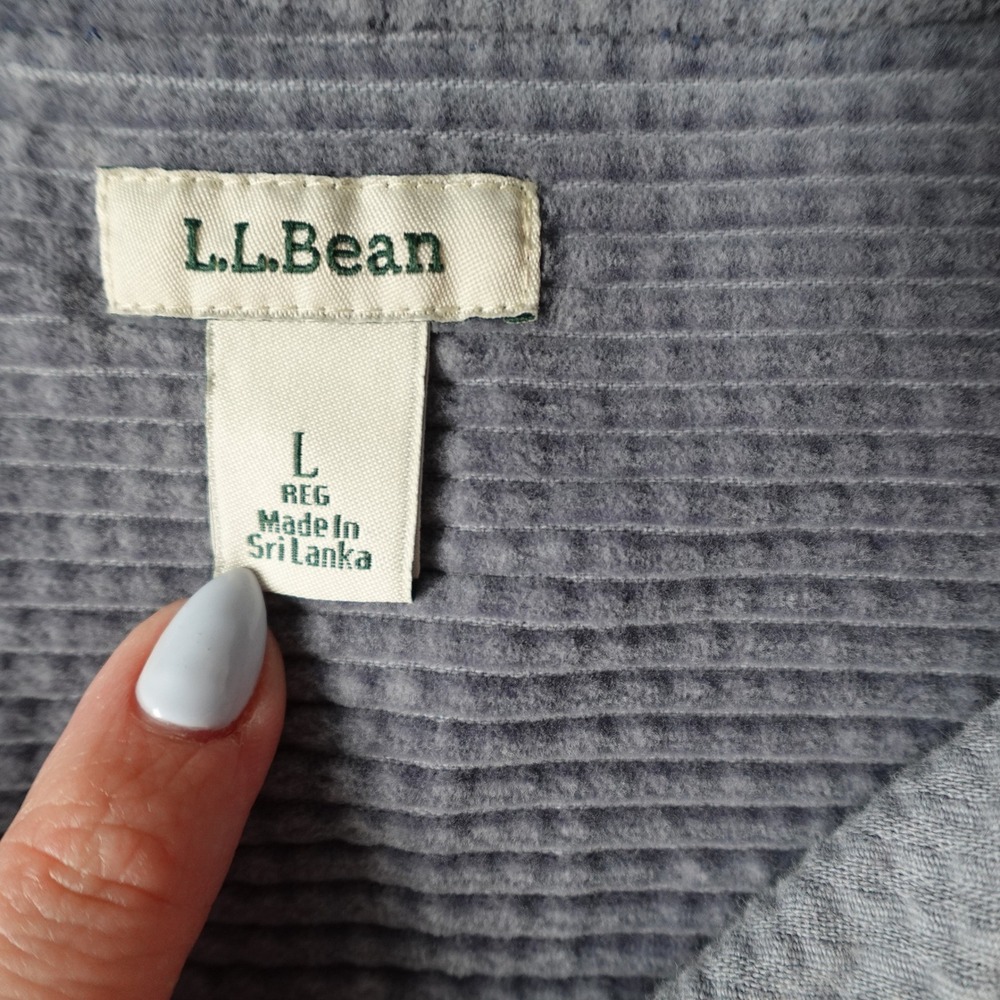 LL Bean Top Women Large Blue Corduroy Button Front Long Sleeve Cotton Shacket - Picture 2 of 11